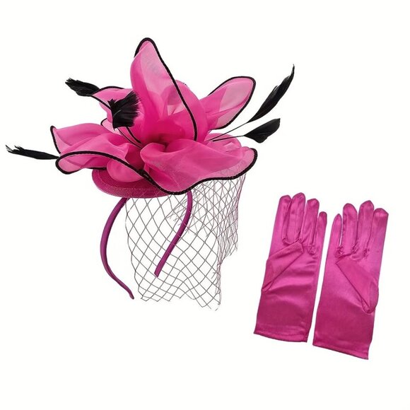 Fascinator Headband with Gloves Necklace - Picture 8 of 9